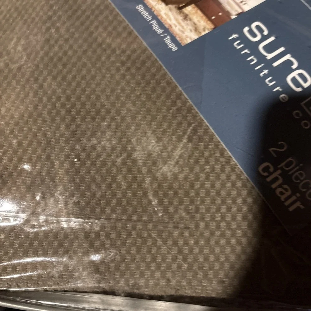 Surefit Stretch Pique 2 Piece Chair Slipcover Taupe Brown Furniture Cover NEW
